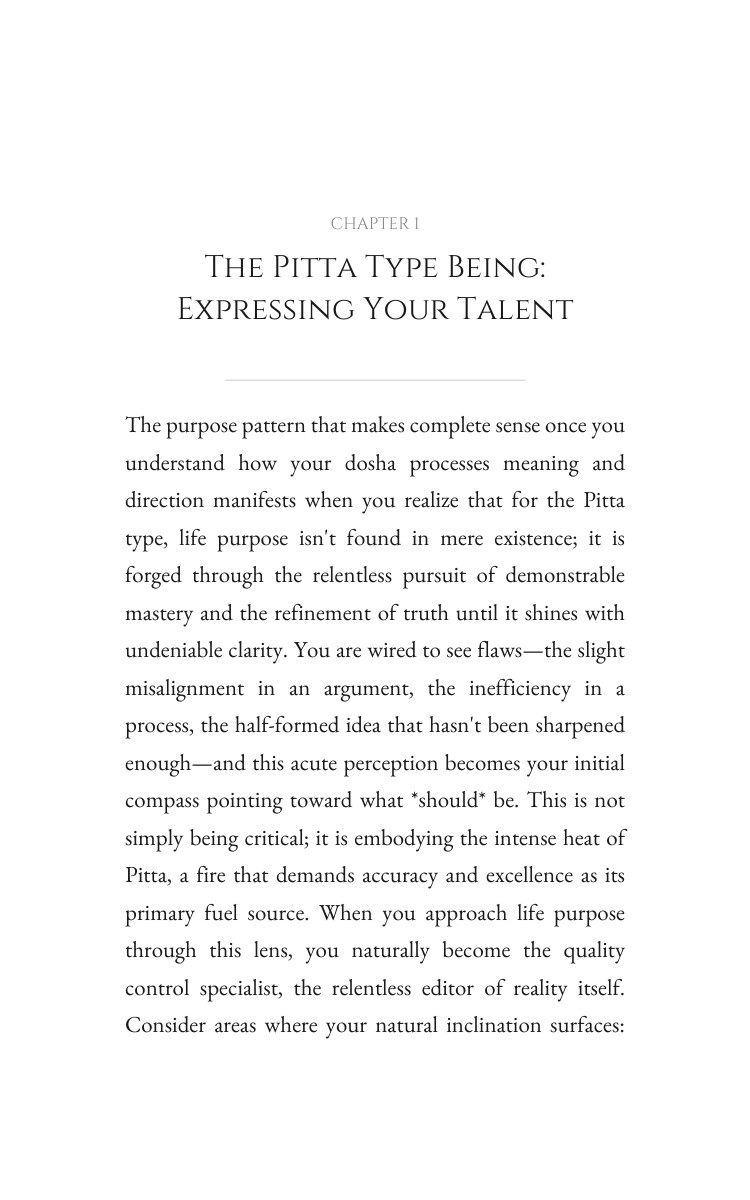 Pitta Type Life Purpose Playbook: Your Road Blueprint interior preview