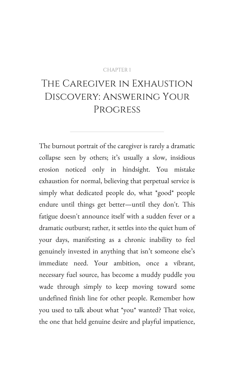 Caregiver in Exhaustion: Ambition Recalibration Command: Your Hope Consolidated interior preview