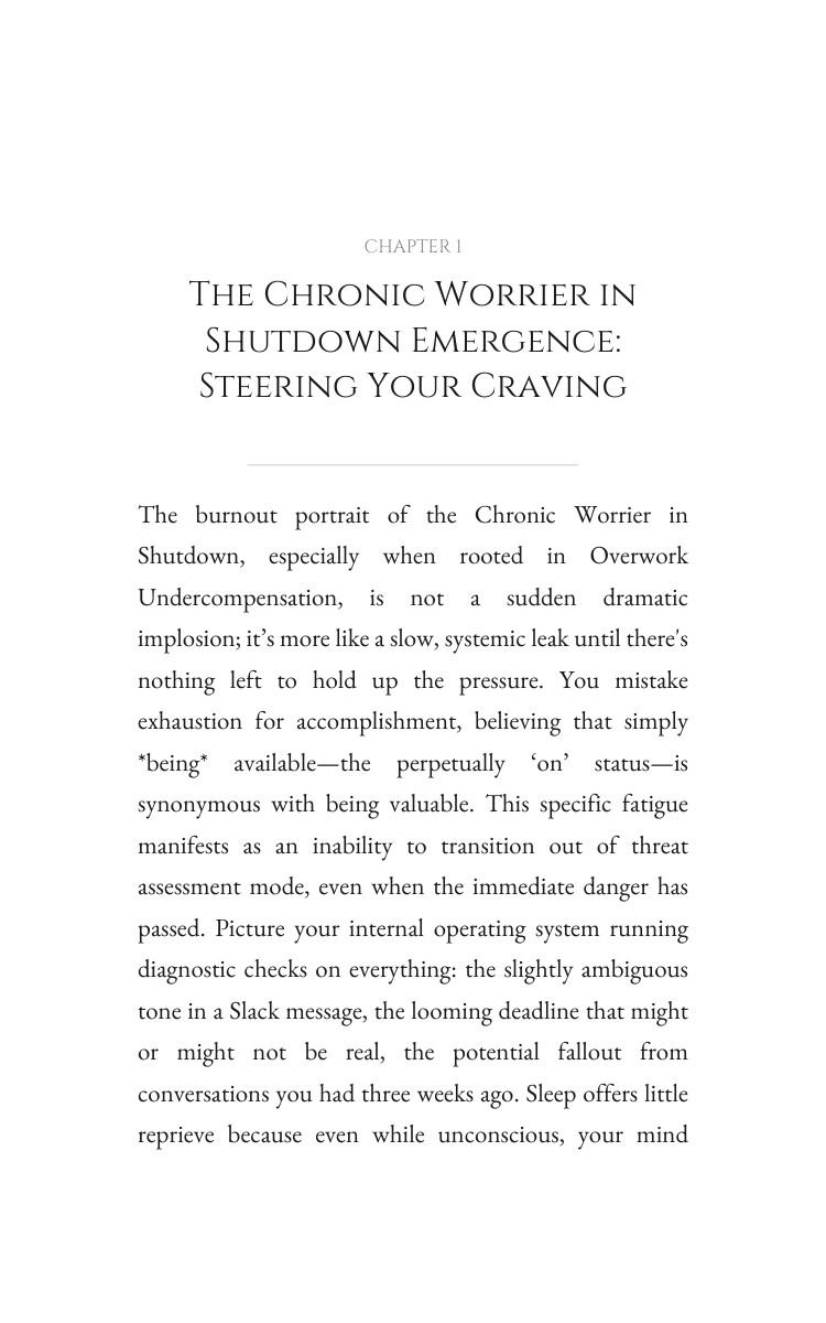 Chronic Worrier in Shutdown: Overwork Undercompensation Amplification: Channel Your Being interior preview