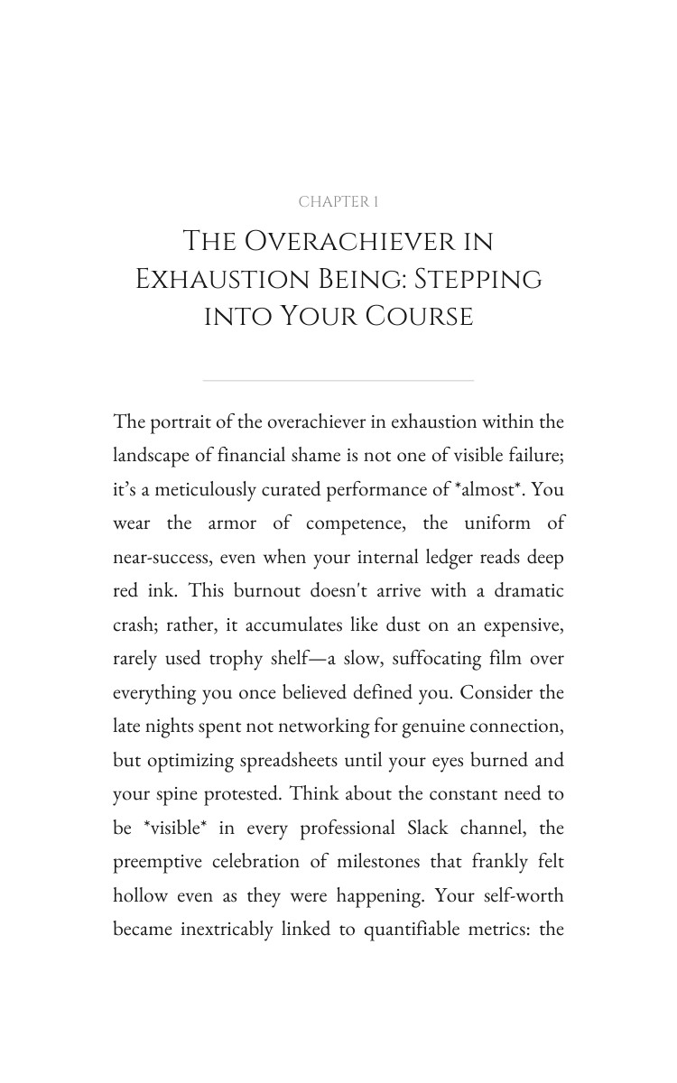 Overachiever in Exhaustion Mastery: Financial Shame: Claim Your Presence interior preview