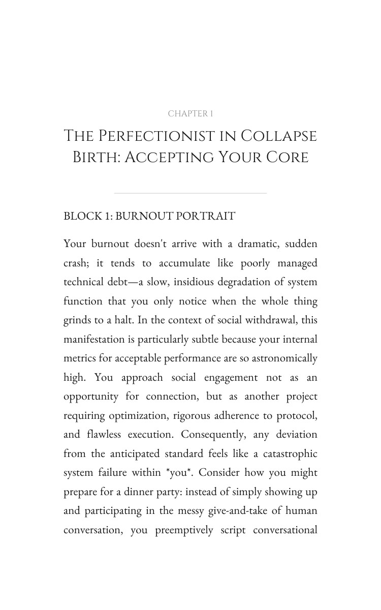 Perfectionist in Collapse Social Withdrawal Field Guide: Your Progress Balanced interior preview
