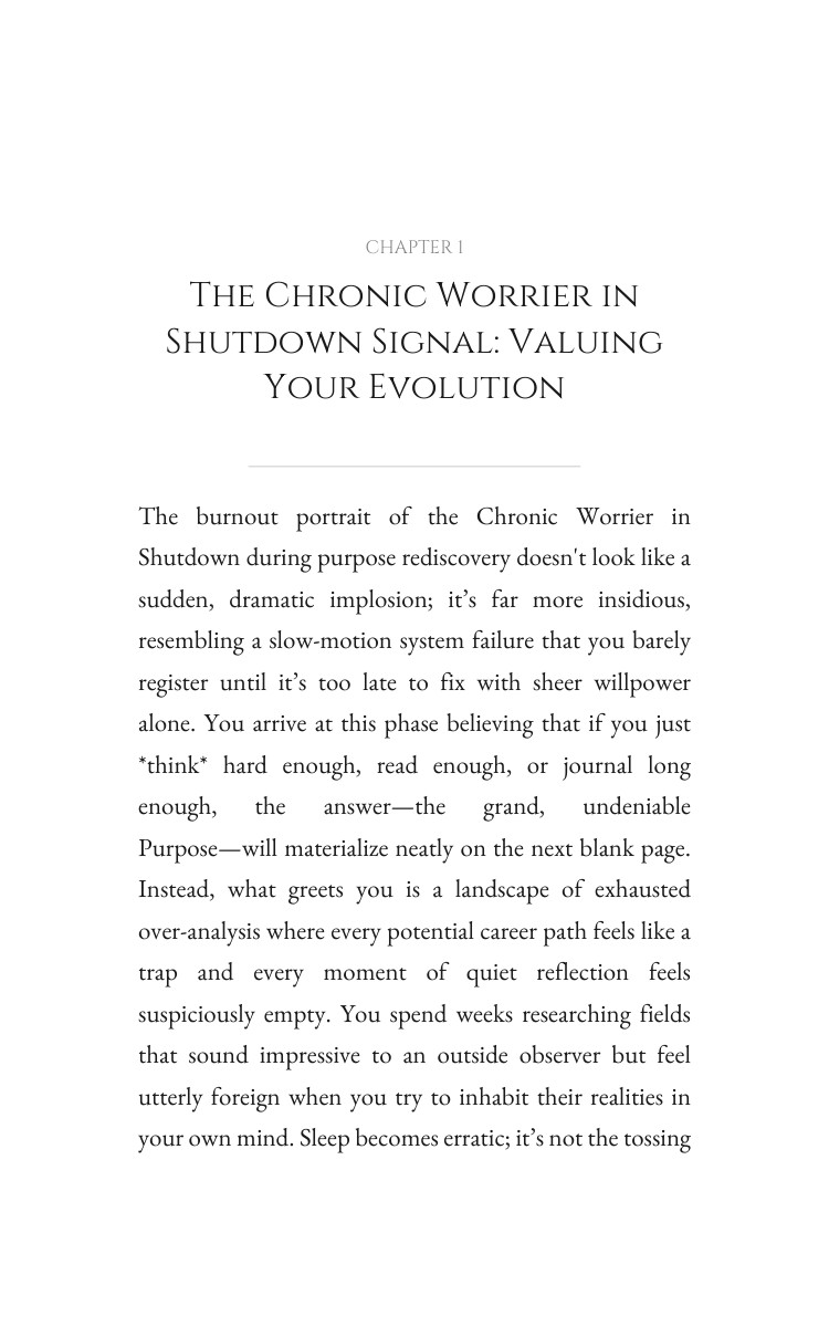 Purpose Rediscovery System: Chronic Worrier in Shutdown: Deepen Your State interior preview