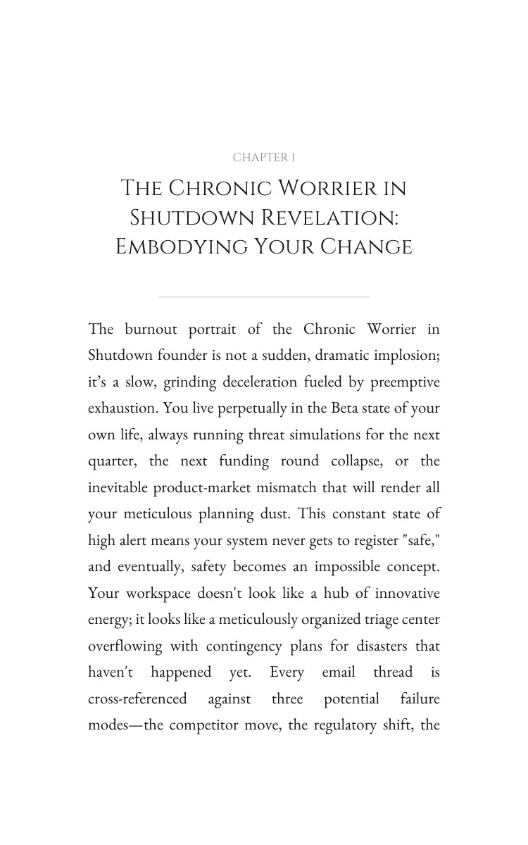 Startup Burnout Journey: Chronic Worrier in Shutdown: Your Design Synthesized interior preview
