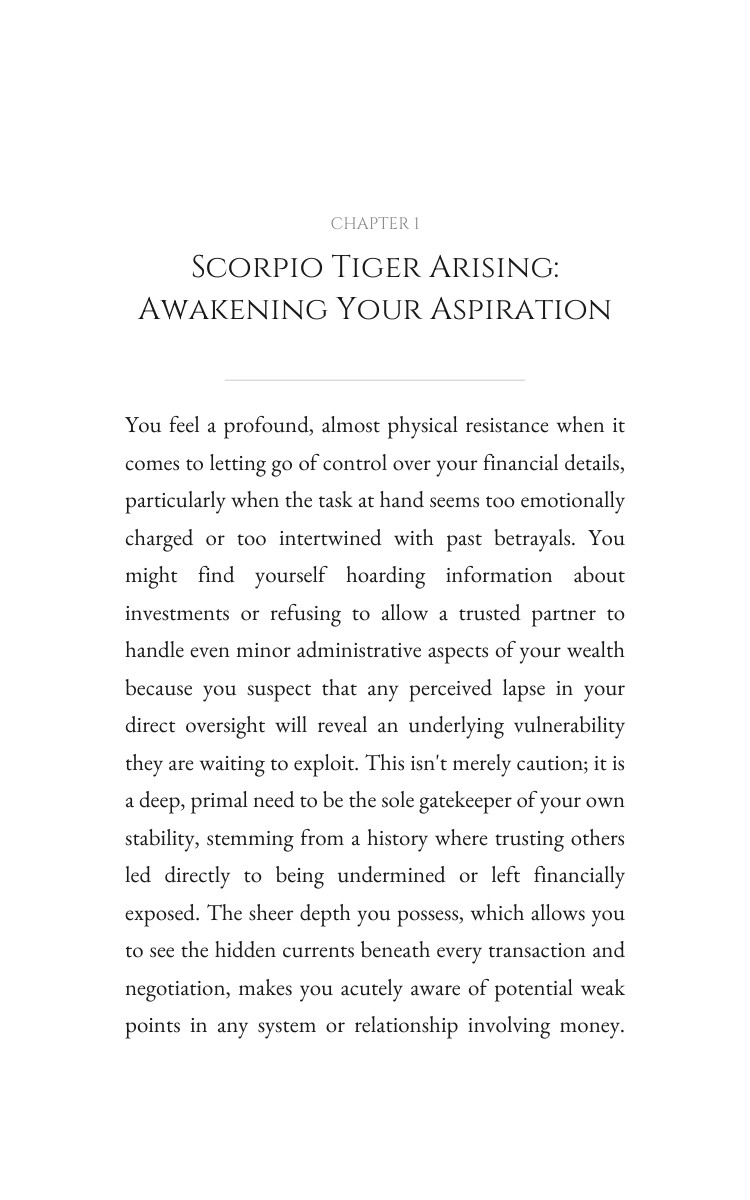 Scorpio Tiger: Money Wealth Activation interior preview
